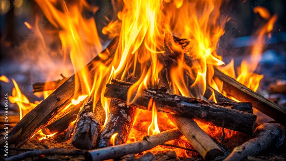 Wood fire photo of camping 