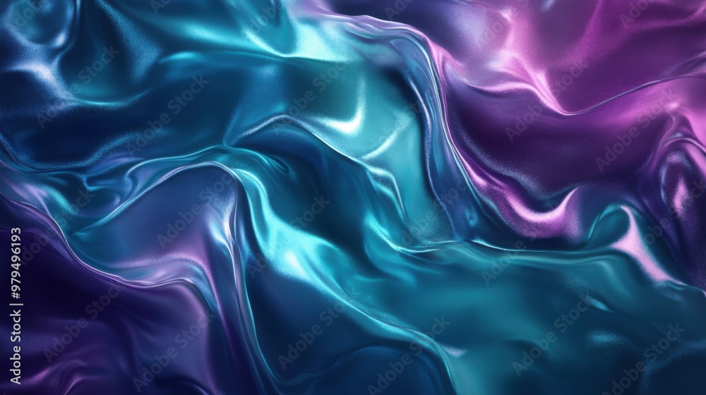 Fototapeta premium Abstract metallic fabric texture in shades of blue and purple with light reflections