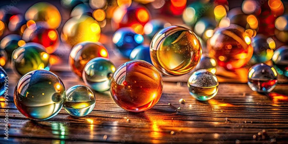 mesmerizing macro shot of colorful suction cups engulfing transparent balls on rustic wooden background with warm golden light and shallow depth of field mesmerizing macro shot of colorful suction cups engulfing transparent balls on rustic wooden background with warm golden light and shallow depth of field