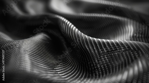 Wallpaper Mural A captivating macro photograph showcasing intricate and wavy patterned black textile material with detailed texture and light play, presenting a mesmerising view Torontodigital.ca