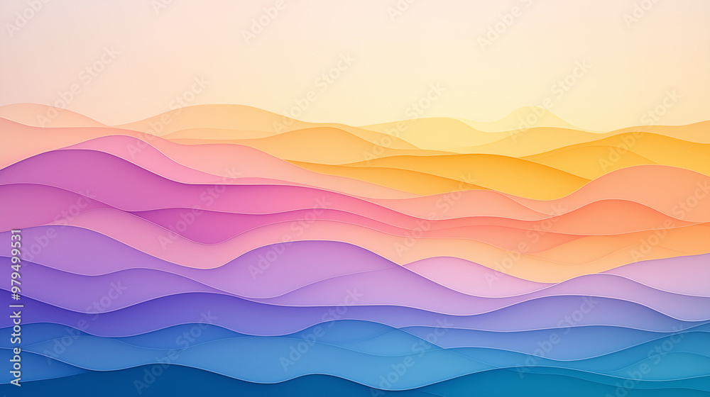 A colorful mountain range with a blue and purple sky A colorful mountain range with a blue and purple sky