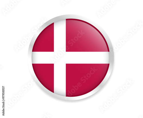 Flag of Denmark. Round flag. Flag icon. Circle flag icon logo vector illustration EPS