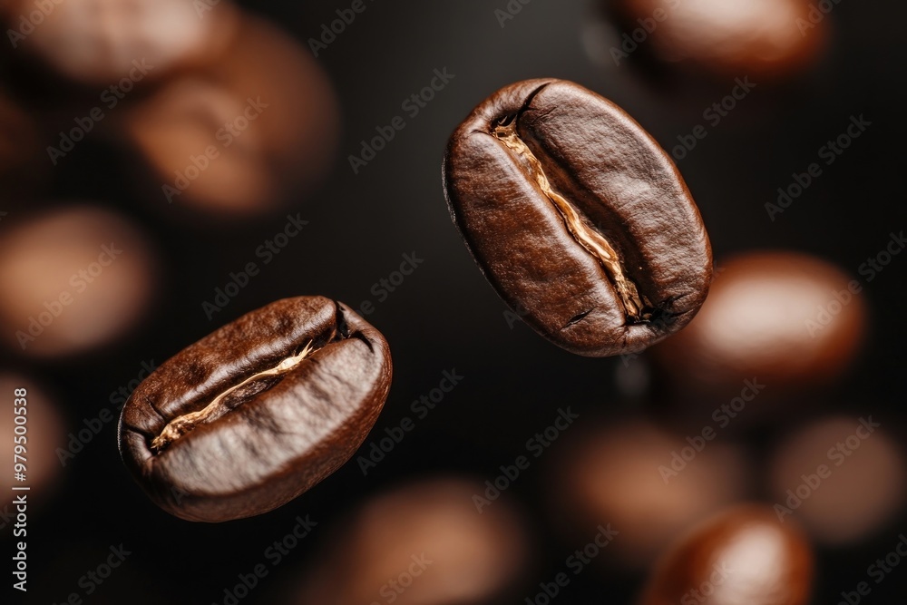 Fototapeta premium Coffee beans flying in the air coffee coffee beans beverage.