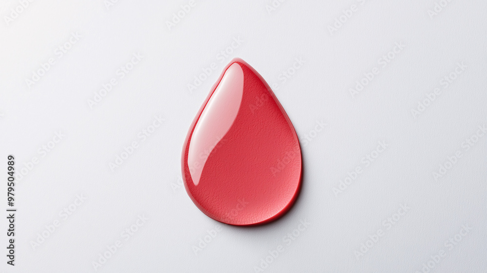 Fototapeta premium A vibrant red droplet against a minimalistic background, showcasing its glossy texture and dynamic shape.