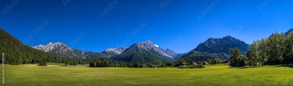 An autumnal panorama frames the Bregenzerwald, Dunst, and Saharasand, framed by orange and yellow lawns, farm houses and a village below.