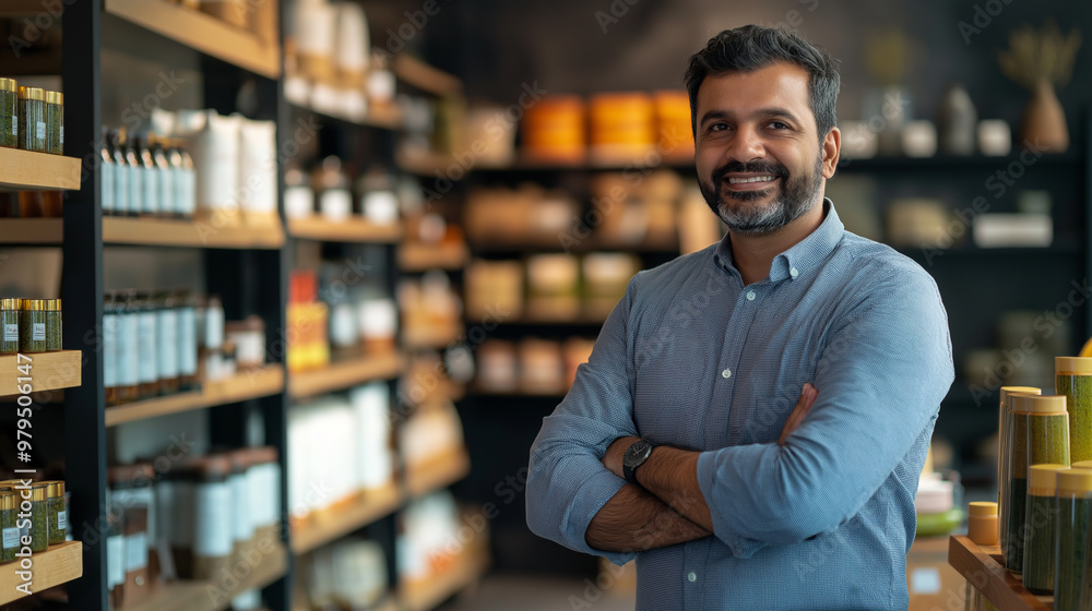 Happy man in the supermarket, smiling and looking at the camera. Portrait of the happy male employee in the office, happy with successful work, proud and confident. Happy man in the supermarket, smiling and looking at the camera. Portrait of the happy male employee in the office, happy with successful work, proud and confident.