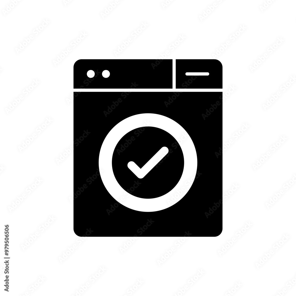 Black washing machine with checkmark Black washing machine with checkmark
