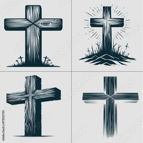 Wooden Cross With Crown Of Thorns Svg , Jesus Cross Svg , Christian Easter Cross Svg , Crucifix Svg , Cross Svg , Easter Svg , Jesus Svg