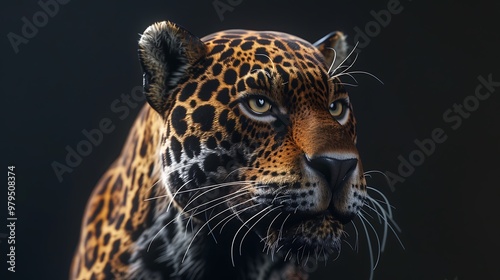 A realistic depiction of a leopard showcasing its striking features and detailed fur.