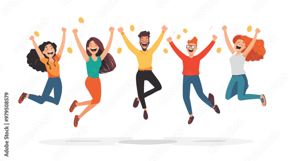 Group of happy young people dancing and having fun. Vector illustration.
Group of happy young people dancing and having fun. Vector illustration.
