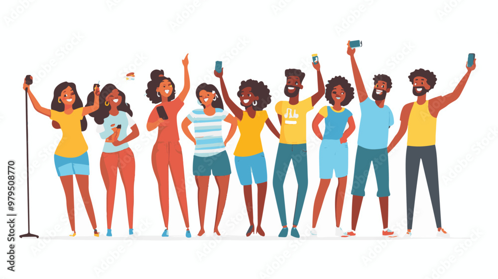 Group of happy young people dancing and having fun. Vector illustration.
Group of happy young people dancing and having fun. Vector illustration.