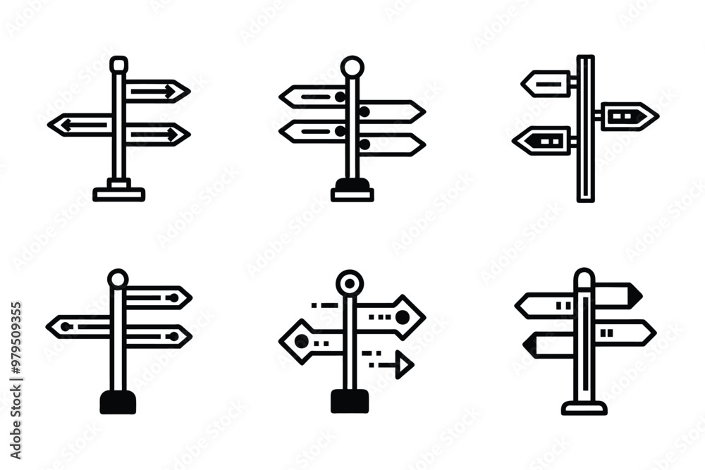 Direction icon bundle set in silhouette style vector Direction icon bundle set in silhouette style vector