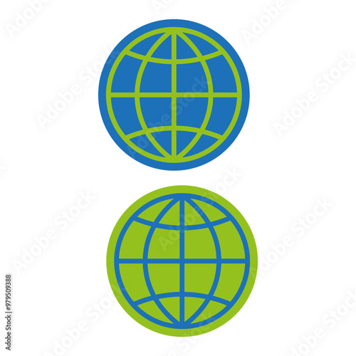 Globe icon. Blue and green symbol. Earth planet vector. Global communication. photo