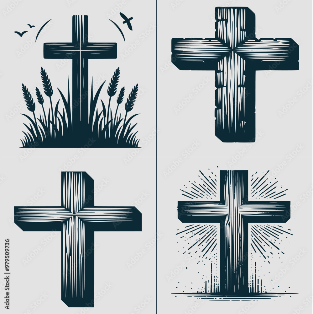 Wooden Cross With Crown Of Thorns Svg , Jesus Cross Svg , Christian Easter Cross Svg , Crucifix Svg , Cross Svg , Easter Svg , Jesus Svg
