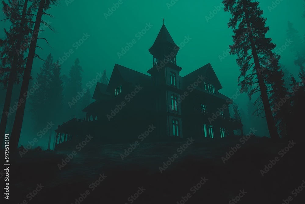 A haunted mansion with a creepy horror atmosphere. Stock image. A haunted mansion with a creepy horror atmosphere. Stock image.