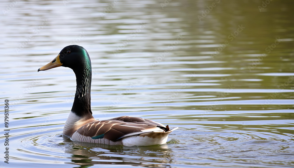 Serene Scene of a Duck Swimming in a Pond Serene Scene of a Duck Swimming in a Pond