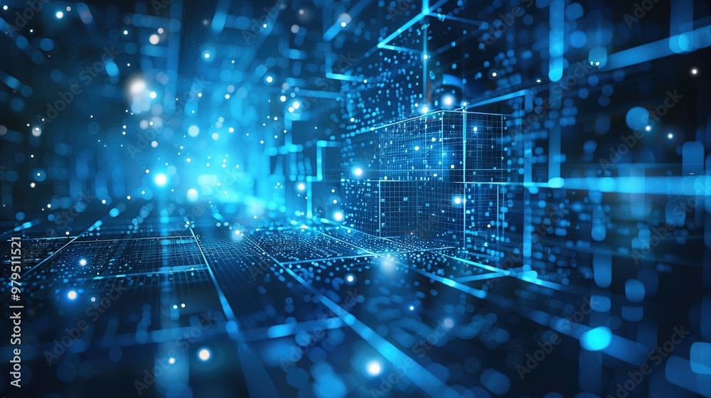 Futuristic Cube Design: A Tech-Filled Poster Background for Corporate Promotion and Reports Futuristic Cube Design: A Tech-Filled Poster Background for Corporate Promotion and Reports