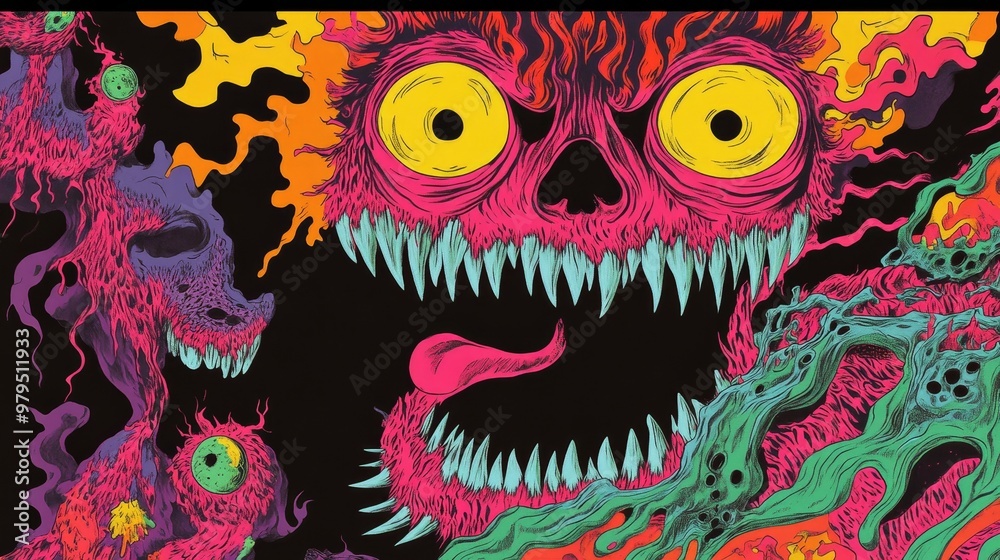 The surreal crazy horror skull background illustration is a stock illustration The surreal crazy horror skull background illustration is a stock illustration