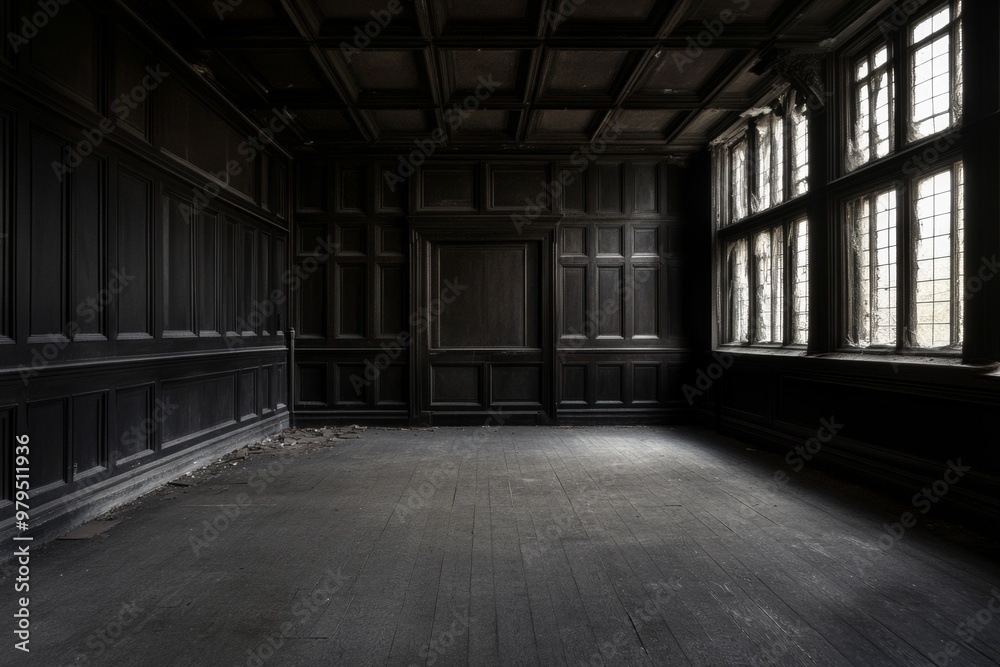 There's something eerie about this abandoned asylum. Broken windows and rusted metal adorn the exterior. Illustration, black and white ink drawing. There's something eerie about this abandoned asylum. Broken windows and rusted metal adorn the exterior. Illustration, black and white ink drawing.