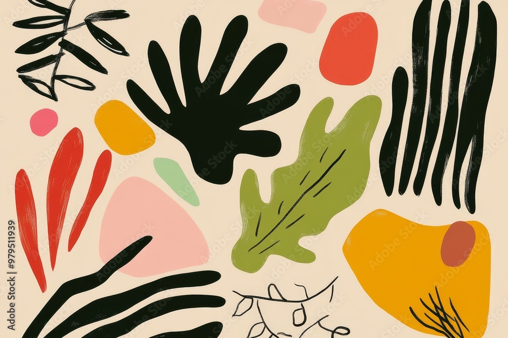 Naklejka premium An abstract background with pastel colored leaves and flowers generated by generative AI