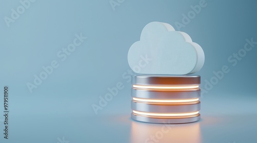 Stylish cloud storage symbol on data server, representing modern technology and cloud computing innovations.