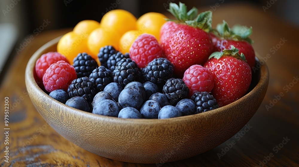 Fresh Berries in a Wooden Bowl Fresh Berries in a Wooden Bowl