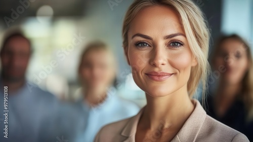 Wallpaper Mural empowered professional woman radiating confidence amidst supportive colleagues corporate office portrait with ample copy space Torontodigital.ca