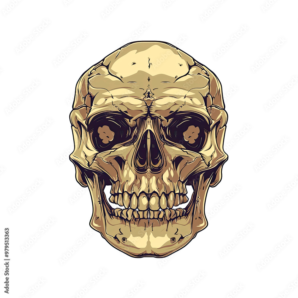 Fototapeta premium Detailed Human Skull Illustration with Empty Eye Sockets
