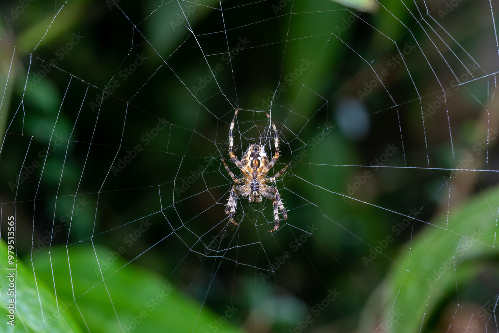 Garden spider in a web 