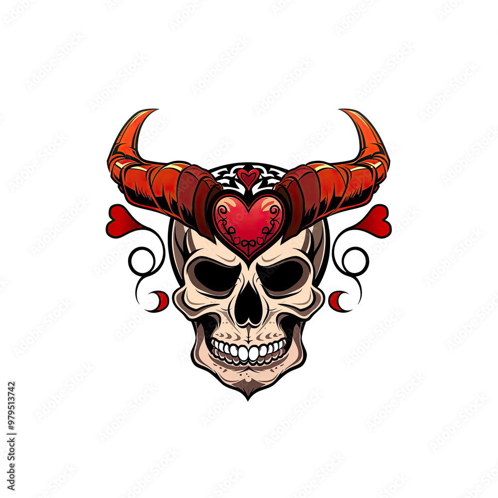 Fototapeta premium Devil Skull with Heart