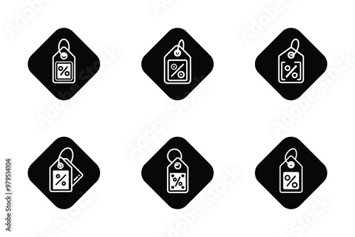 Discount tag icon bundle set in creative vector style