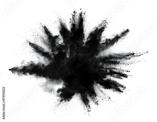 Abstract powder splatted background. Black powder explosion on transparent background. Colored cloud. Colorful dust explode. Paint Holi.	
