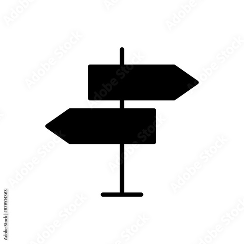 Black direction signpost icon