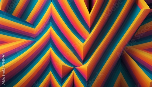 A vibrant abstract image featuring a geometric pattern in bright, bold colors. The dynamic design creates a sense of movement and energy, making it a visually striking and engaging piece of art.. AI