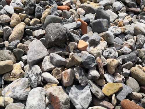 Photo of the stony beach near Livorno in Italy