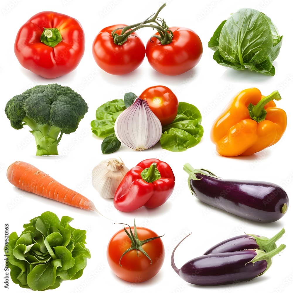 Fresh and Vibrant Collection of Vegetables Isolated on White Background Fresh and Vibrant Collection of Vegetables Isolated on White Background