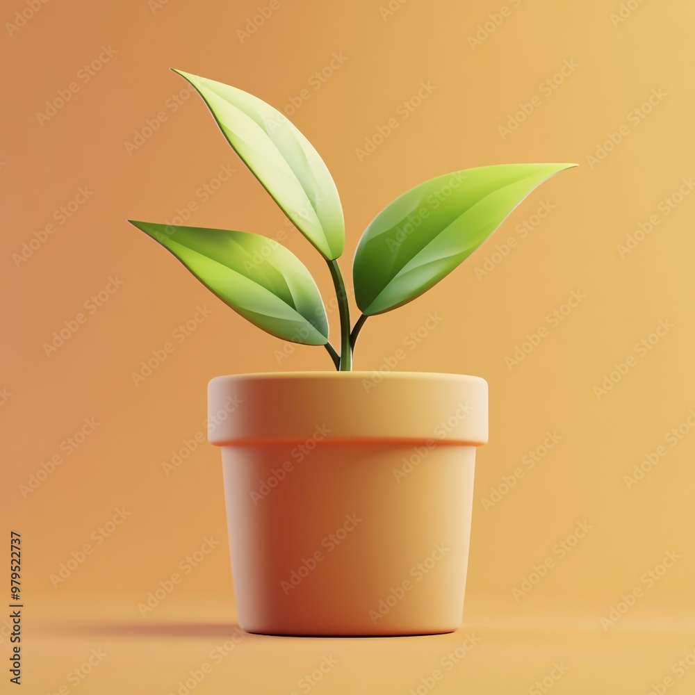 3D Plant Pot Icon: Container for Growing Plants Illustration Logo 3D Plant Pot Icon: Container for Growing Plants Illustration Logo