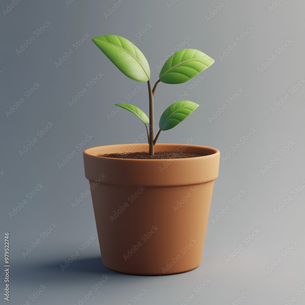 3D Plant Pot Icon: Container for Growing Plants Illustration Logo 3D Plant Pot Icon: Container for Growing Plants Illustration Logo
