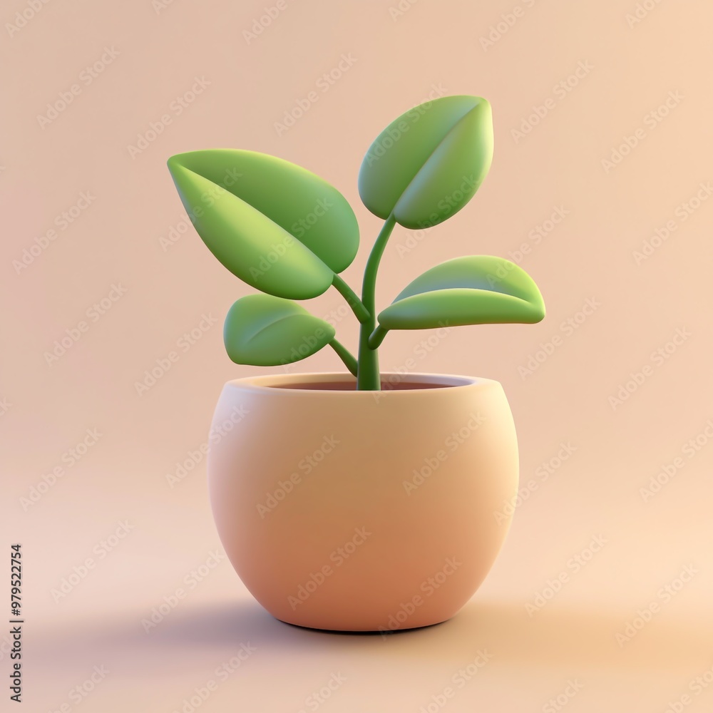 3D Plant Pot Icon: Container for Growing Plants Illustration Logo 3D Plant Pot Icon: Container for Growing Plants Illustration Logo