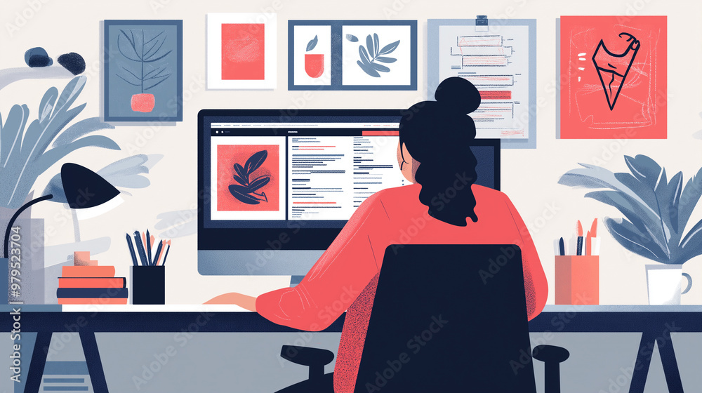 Flat vector illustration for Graphic designer or graphic designer is a person who designs images and texts to communicate Flat vector illustration for Graphic designer or graphic designer is a person who designs images and texts to communicate