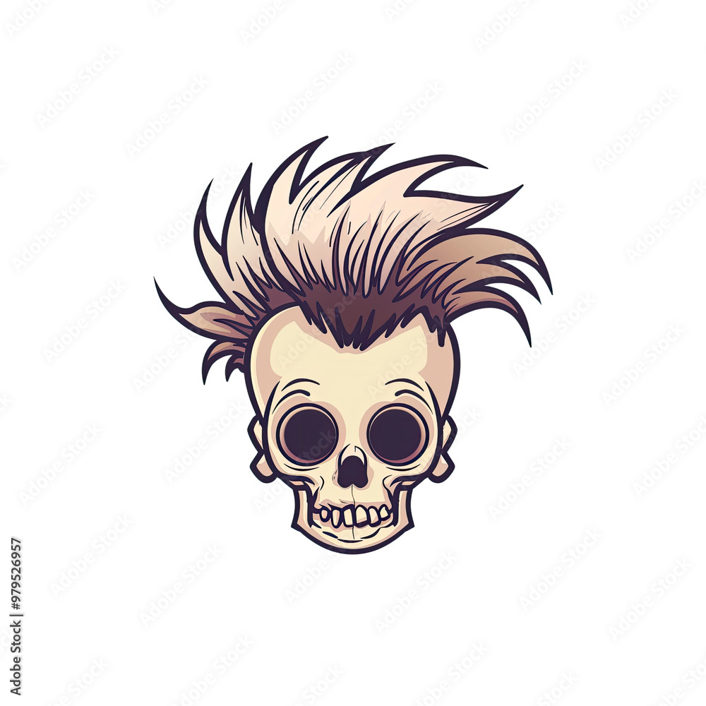 Obraz premium Cartoon Skull with Spiky Hair