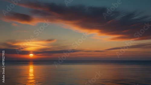 Motion blurred background of sunset on the sea Generative AI