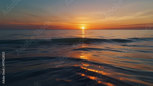 Motion blurred background of sunset on the sea Generative AI