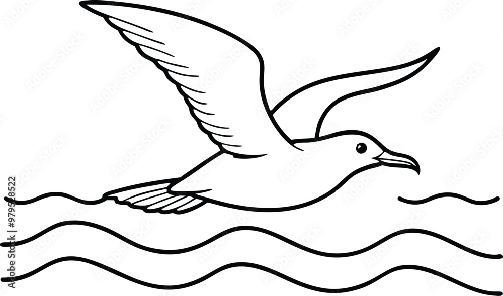Obraz premium Create Art with Seagull Flying Vector for Coloring Book Fun 