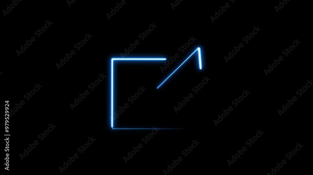 neon line glowing cyan color upload icon animation on black background. 4k video. neon line glowing cyan color upload icon animation on black background. 4k video.