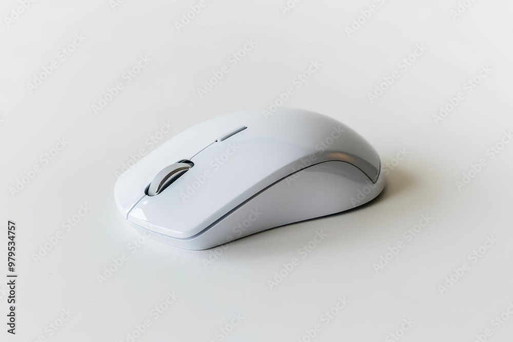 A white wireless mouse for computer on white background A white wireless mouse for computer on white background