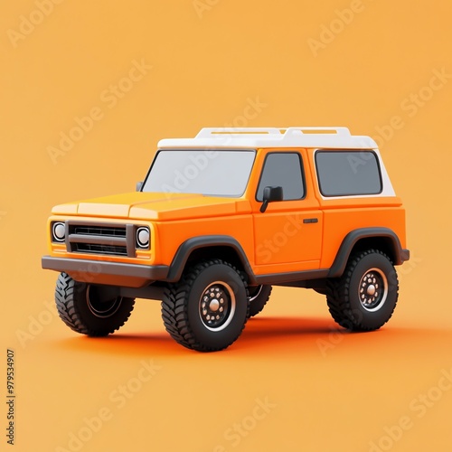 3D SUV Icon: Versatile Vehicle for Terrain and Comfort Illustration Logo