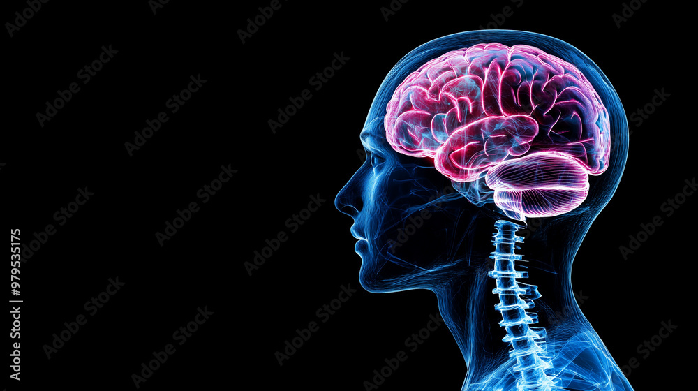 Women with brain icons, AI concepts, deep learning, consciousness, psychology, human nervous system brain, thinking, machine learning, and artificial intelligence.