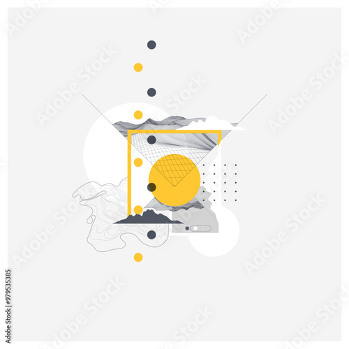 Abstract art wireframe background. Modern science or technology art elements. Surface illustration. Hand made vector.