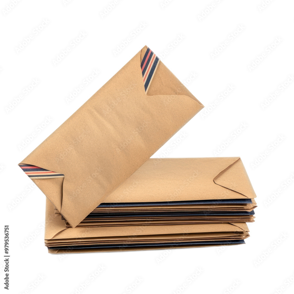 Envelopes side view isolate on transparent background